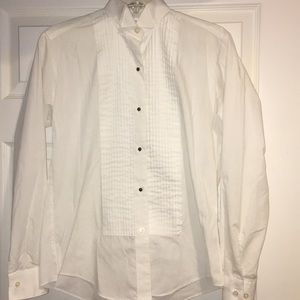 Mitchell’s White Pleated Front Tuxedo Shirt